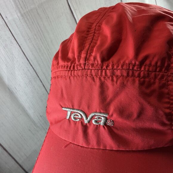 Teva Red Black Gray Outdoor Biker Runner Adjustable Hat Cap - Picture 3 of 16